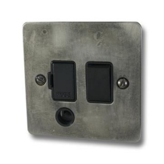 Flat Slate Effect Switched Fused Spur with Flex Outlet (Black Switch)